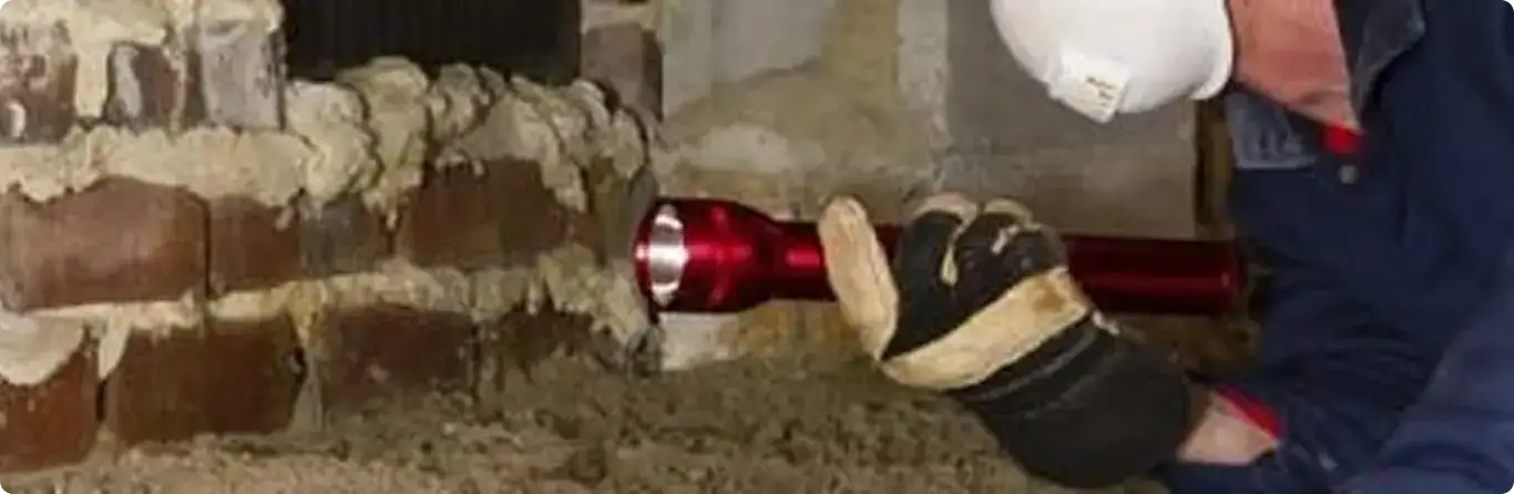 Pest control technician inspecting a crawl space for ant activity in Havana, FL