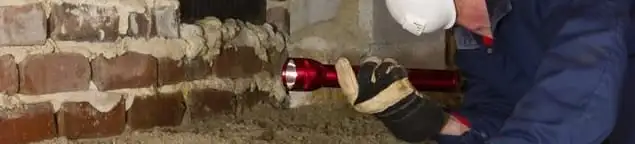 Pest control technician inspecting a crawl space for ant activity and entry points in Tallahassee, FL