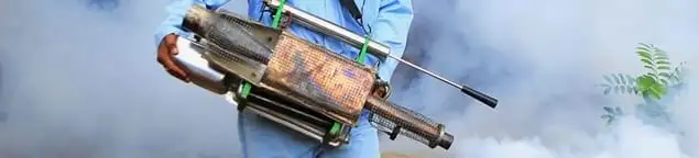 Fumigation technician using a fogger for deep pest treatment in Tallahassee, FL